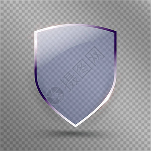 透明盾牌安全玻璃徽章图标隐私卫士保护蓝盾概念装饰安全元件防御标志保护背景图片