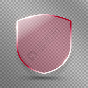 透明盾牌安全玻璃徽章图标隐私卫士保护红盾概念装饰安全元件防御标志保护背景图片