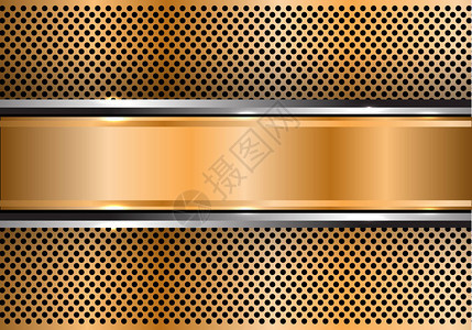 圆网设计现代豪华背景矢量图抽象黄金旗帜银线图片