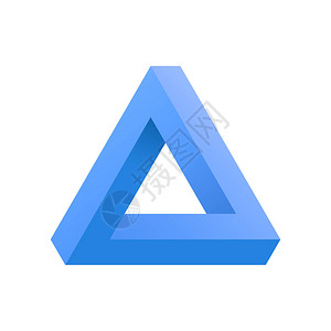 彭罗斯三角形图标隔离在背景上蓝色的错觉三角标志彭罗斯矢量图图片