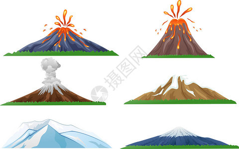 卡通火山喷发集背景图片