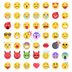Emoji表情图释符号图标设置矢量插图图片