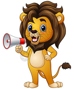 矢量图的卡通狮子拿着扬声器图片