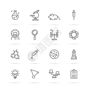科学实验矢量线图标最小象形图设计任何分辨率图片
