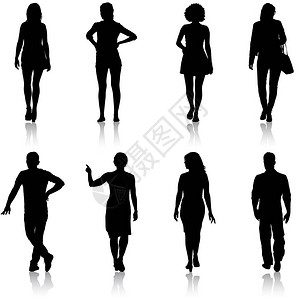 黑色的人影一群人站在不同的姿势图片