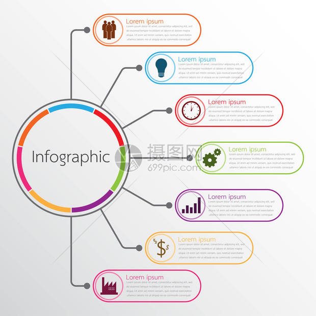 矢量图模板用于详细的报告7的所有主题图片