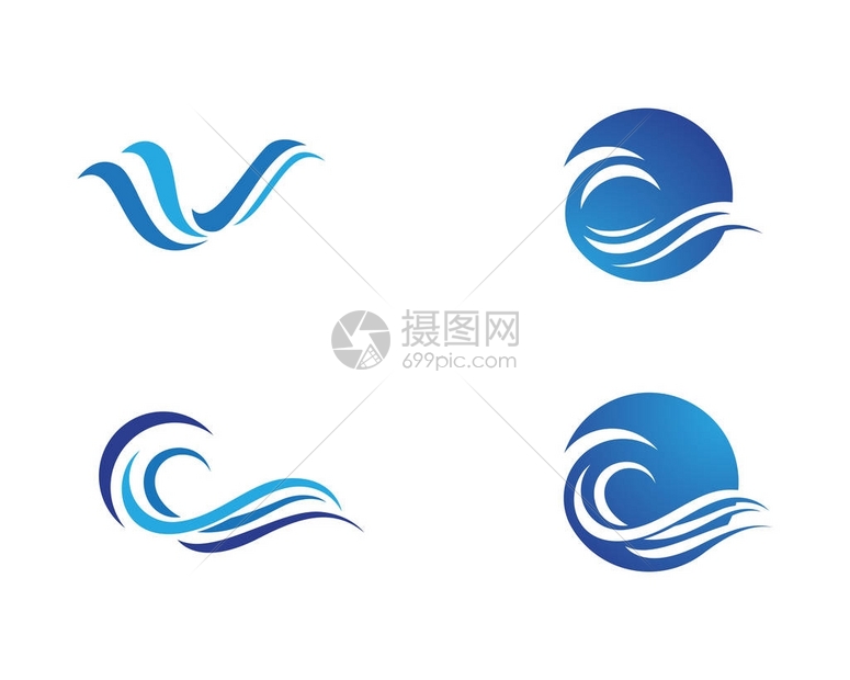 水波浪Logo模板矢量图片