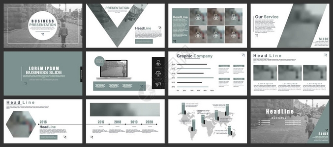 红色和灰色的商业演示幻灯片模板来自信息图表元素可用于演示传单和传单小册子营销广告年度报告图片