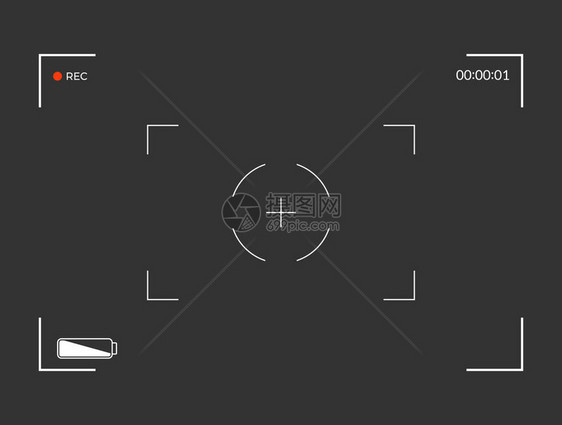 白色和黑色取景器照相机记录现代相机聚焦屏矢量图图片