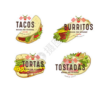 墨西哥食品餐厅和标志设计集背景图片