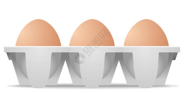 鸡蛋盒鸡蛋箱中分离白色背景矢量eps10图片