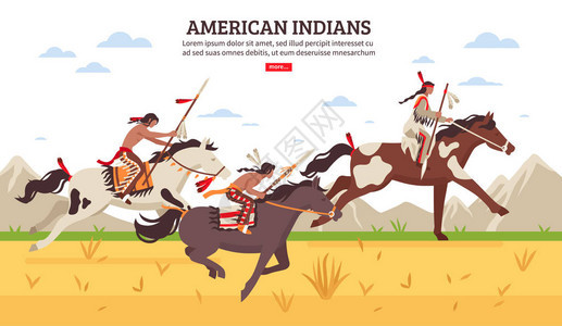 美国印第安人卡通背景图片