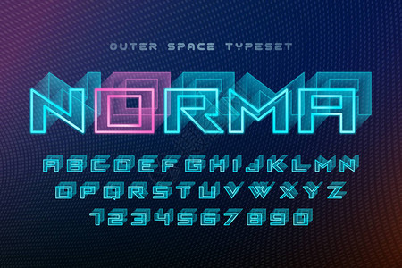 诺玛未来矢量装饰字体设计字母表背景图片