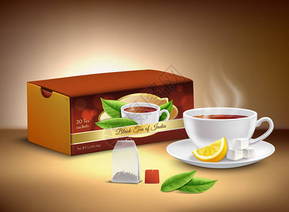 红茶包装的写实设计图片