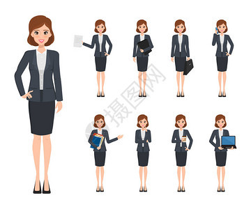 以办公室风格创造商业妇女特点商业工作功能阿凡达人设计说明矢量avat图片