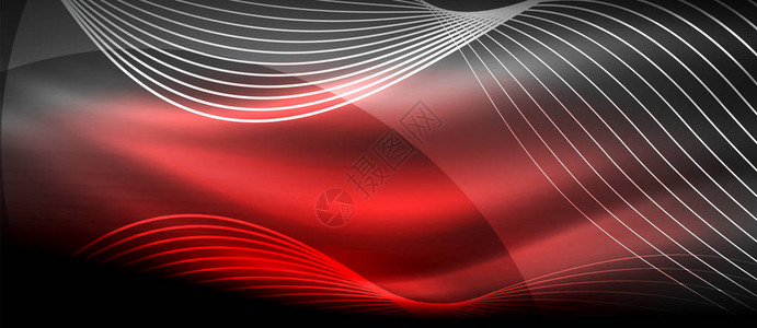 发光的抽象波浪在黑暗闪亮的运动魔术空间光技术文摘背景图片