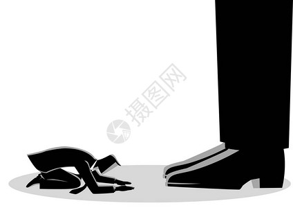 剥削,商人在巨人脚下跪了下来插画