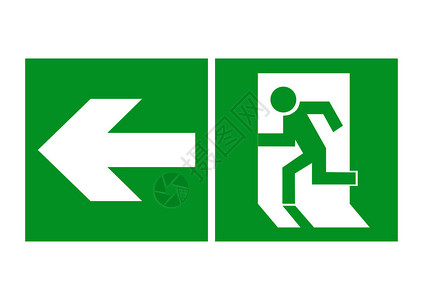 安全标志退出图标紧急出口白色背景上的绿色图片