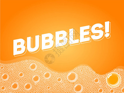 肥皂泡在浴缸或南部向量橙苏打水背景透明泡沫图片