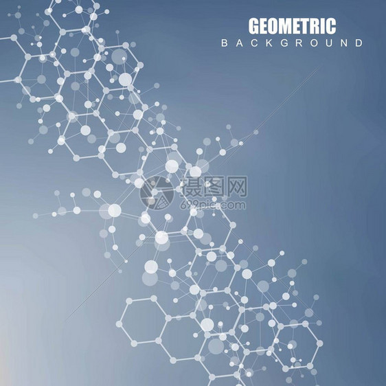 结构分子和通信Dna原子神经元您设计的的科学概念带点相互连接的直线医疗技术化学科学矢量图图片