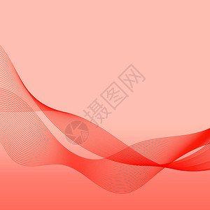 红色渐变背景上波浪形式的美丽抽象线图片