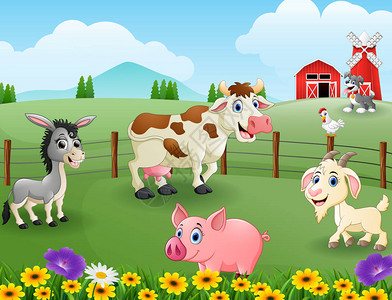 岛屿和海中的珊瑚正版插画  |日光下快乐农场动物的矢量图解正版插画