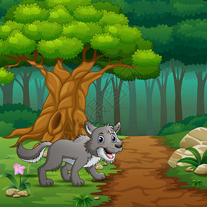 狼插画_狼卡通_狼插图_手绘_板绘_摄图网