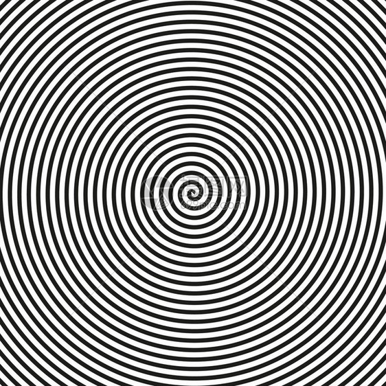 黑白相间的几何图案抽象背景矢量插图单色纹理同心线螺旋蜗壳催眠循环旋转背景图片