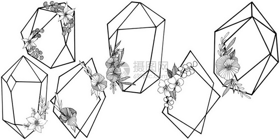矢量金刚石岩石首饰矿物独立的插图元素几何石英多边形水晶石马赛克形状紫水晶宝石图片