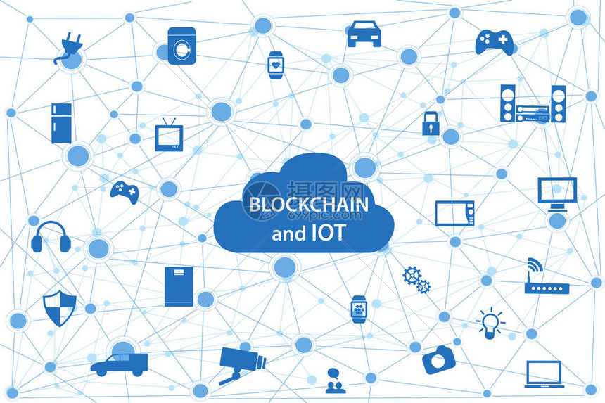 物联网概念和区块链技术智能家居技术互联网络概念带有应用程图片