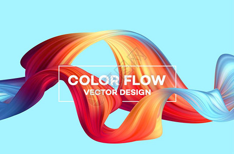 现代多彩流海报蓝色背景的波状液体形状您工程的艺术设计矢量插图图片