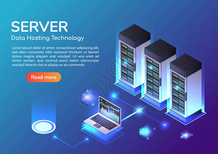 3d等距网页器机房和托管存储技术Web托管器和数据中心背景图片
