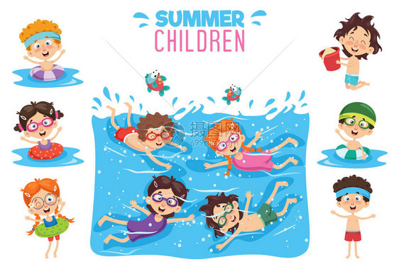 夏季儿童的矢量Ilustration图片