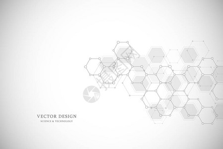 抽象的分子结构和化学元素医疗科技理念六边形的图片