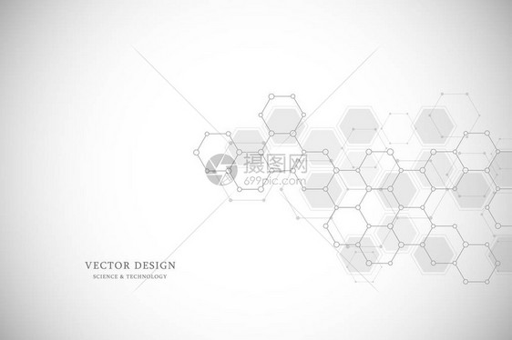 抽象的分子结构和化学元素医疗科技理念六边形的图片