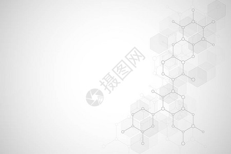 抽象的分子结构和化学元素医疗科技理念六边形的图片
