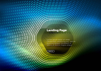 霓虹灯发光技术六角形线高科技未来抽象背景登陆页面模板背景图片