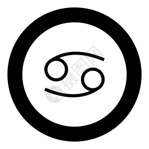 癌症生肖符号小龙虾标志图标黑色圆形矢量插图背景图片