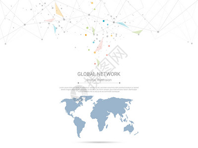 全球网络连接低聚连接点和线路与世界背景符号的国际通信社交媒体和数字设备技术跨越整个图片