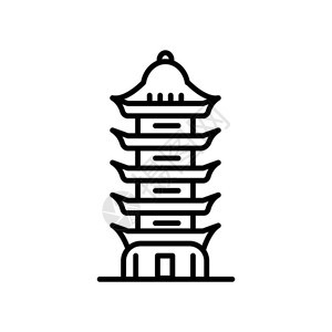 南京瓷塔在白色backgro上的图标矢量分离图片