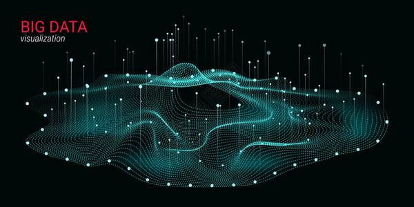 抽象大数据可视化带有点的波辉光圈科学幻灯片或视觉信息的3d未来主义宇宙之光大数据可视背景图片