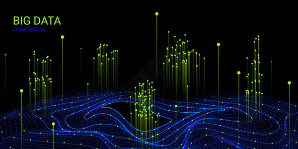 分形3d可视化数字大数据排序具有扭曲和运动的宇宙波插图矢量分形元素大数据流分析与分形系图片