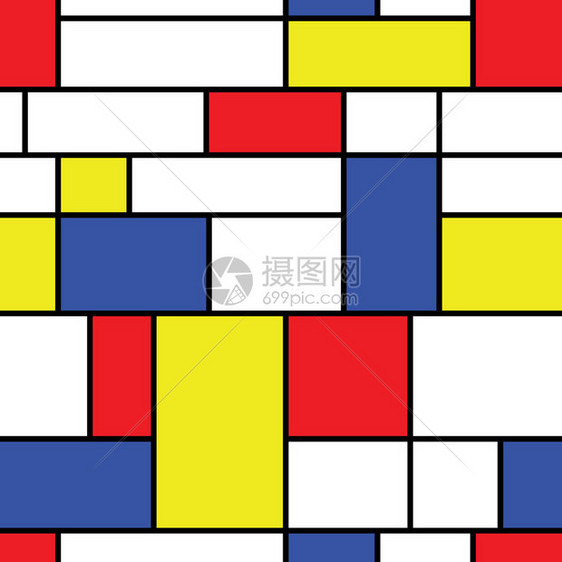 用于连续复制的无缝抽象几何彩色马赛克矢量图案图片