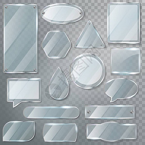 玻璃矢量透明度光泽清晰空白框和逼真的空玻璃模板插图玻璃器皿套在透明上隔离的图片