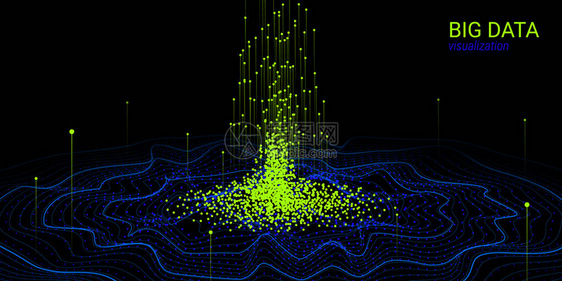 数据流分析分形3d可视化数字大数据排序具有扭曲和运动的宇宙波图矢量分形元素具有未来派系图片