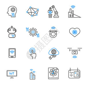 物联网和自动化图标技术和未来主义概念插图向量集合符号和符号主题图片