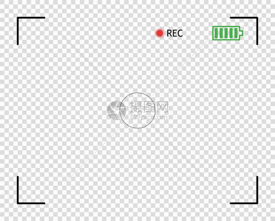 相机取景器数字视频焦点元素向量覆盖屏幕帧边框快照透明的孤立背景eps图片