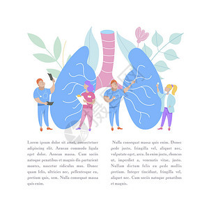 人类的肺微型医生研究和治疗人类的大肺医学肺心病护理的矢量概念图片