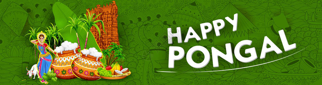 印度泰米尔纳德邦Pongal假日丰收节欢迎您的背景图片