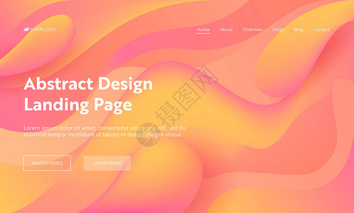 橙色抽象波形状登陆页面未来派数字景观渐变图案元素液体创意液体背投网站网页平面动画片向量例证图片
